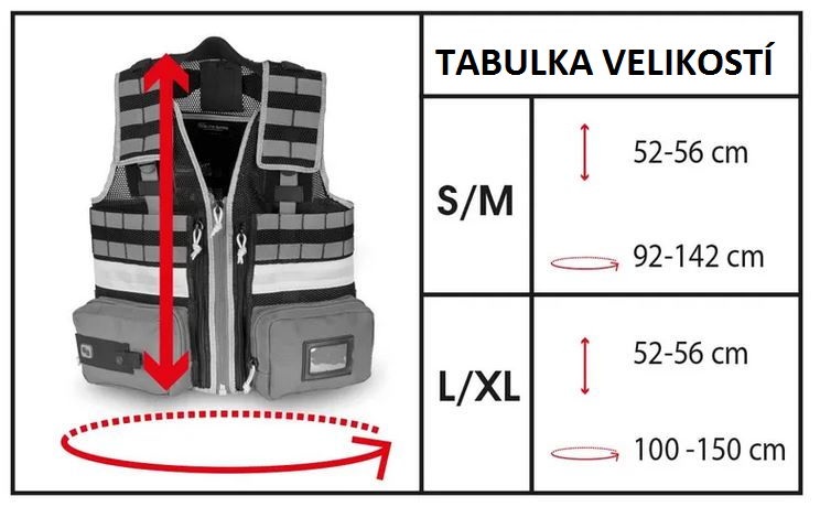 Záchranářská multifunkční vesta Chaleco Emergency Vest VELIKOSTI